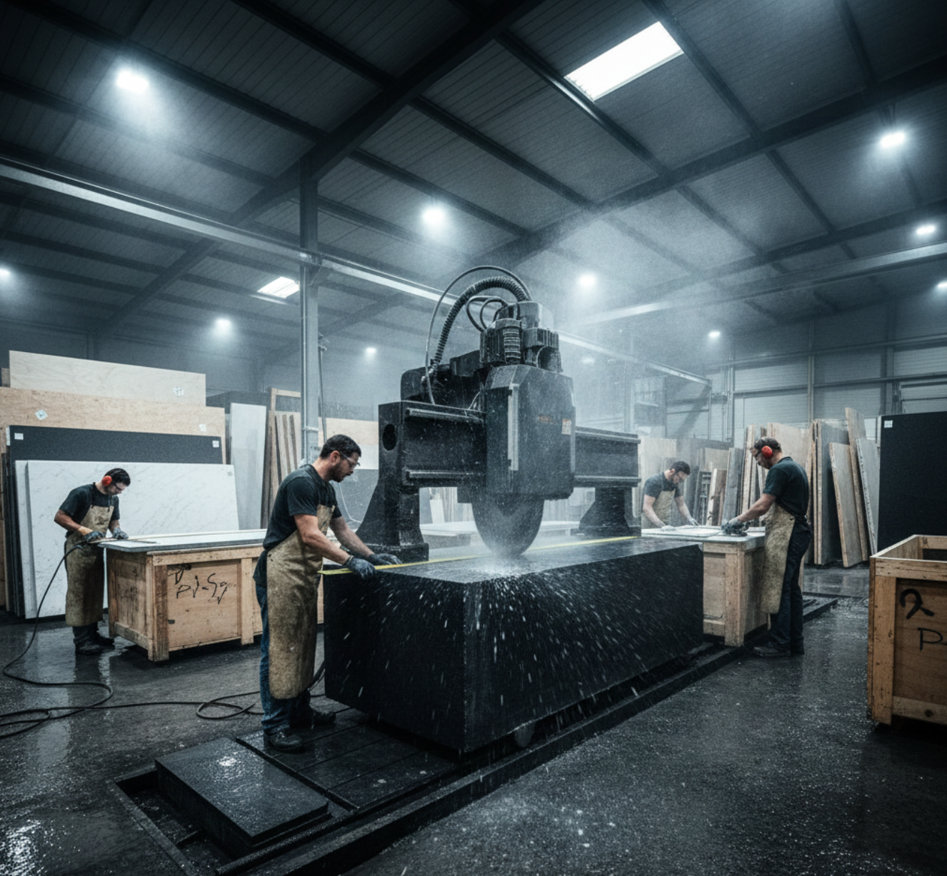 Precisión de corte, arte duradero: Dentro de un moderno taller de corte de granito