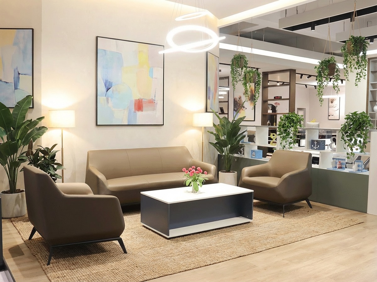 sofá de oficina para varias personas