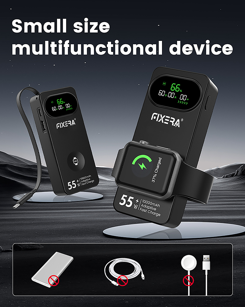 Fast charging power bank with built-in cable