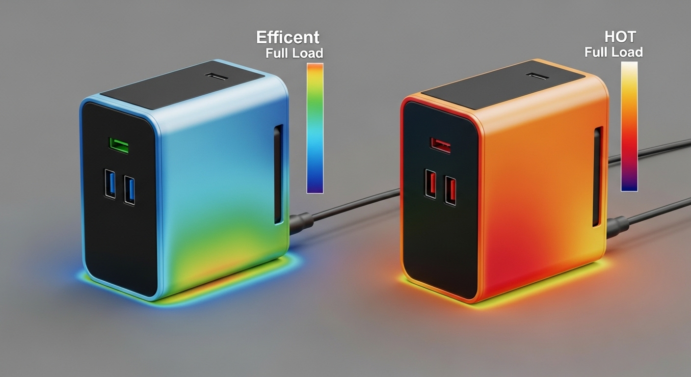Thermal comparison of two fast chargers under full load