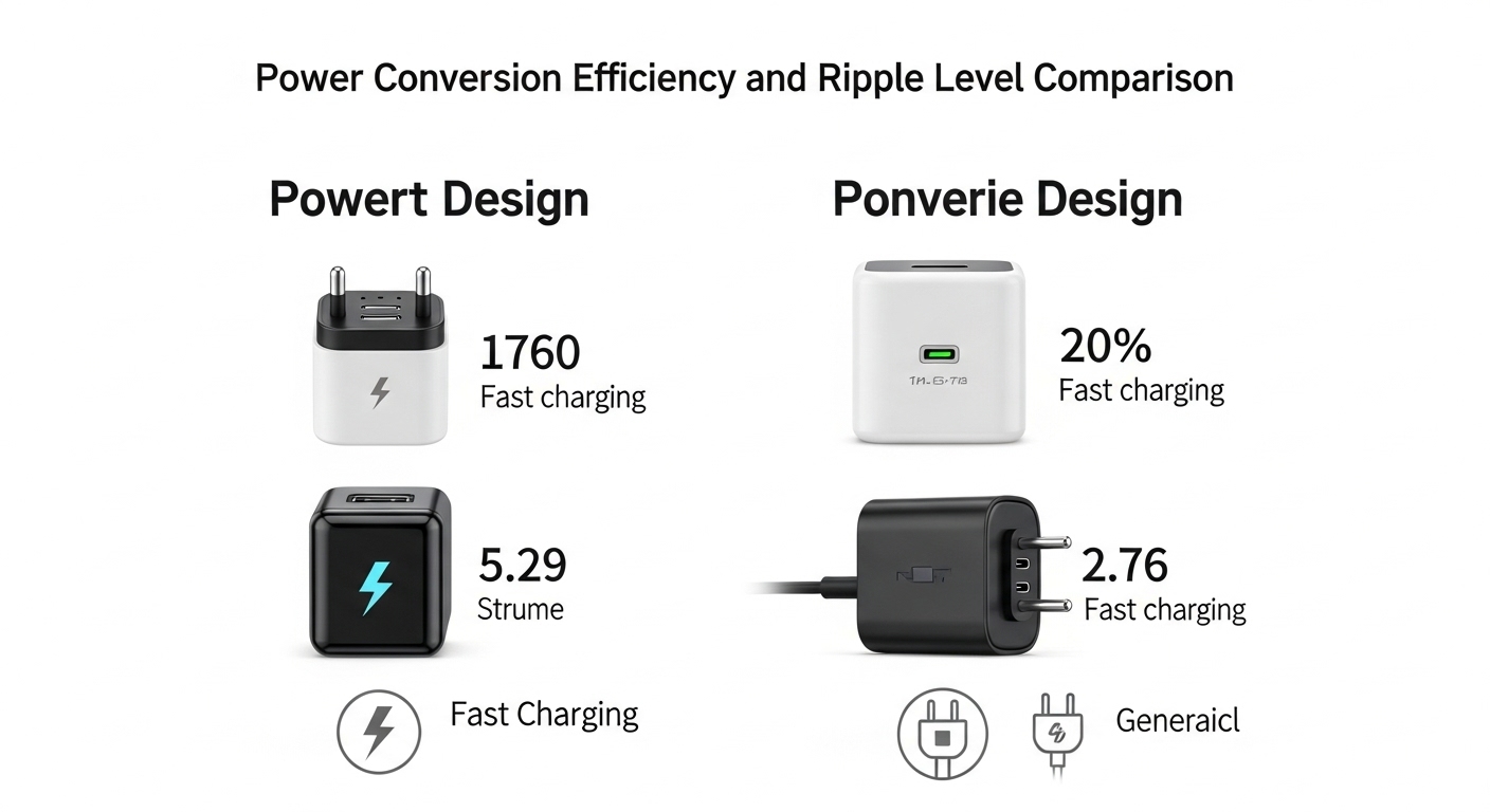 Eficiencia de conversión de energía y niveles de ondulación