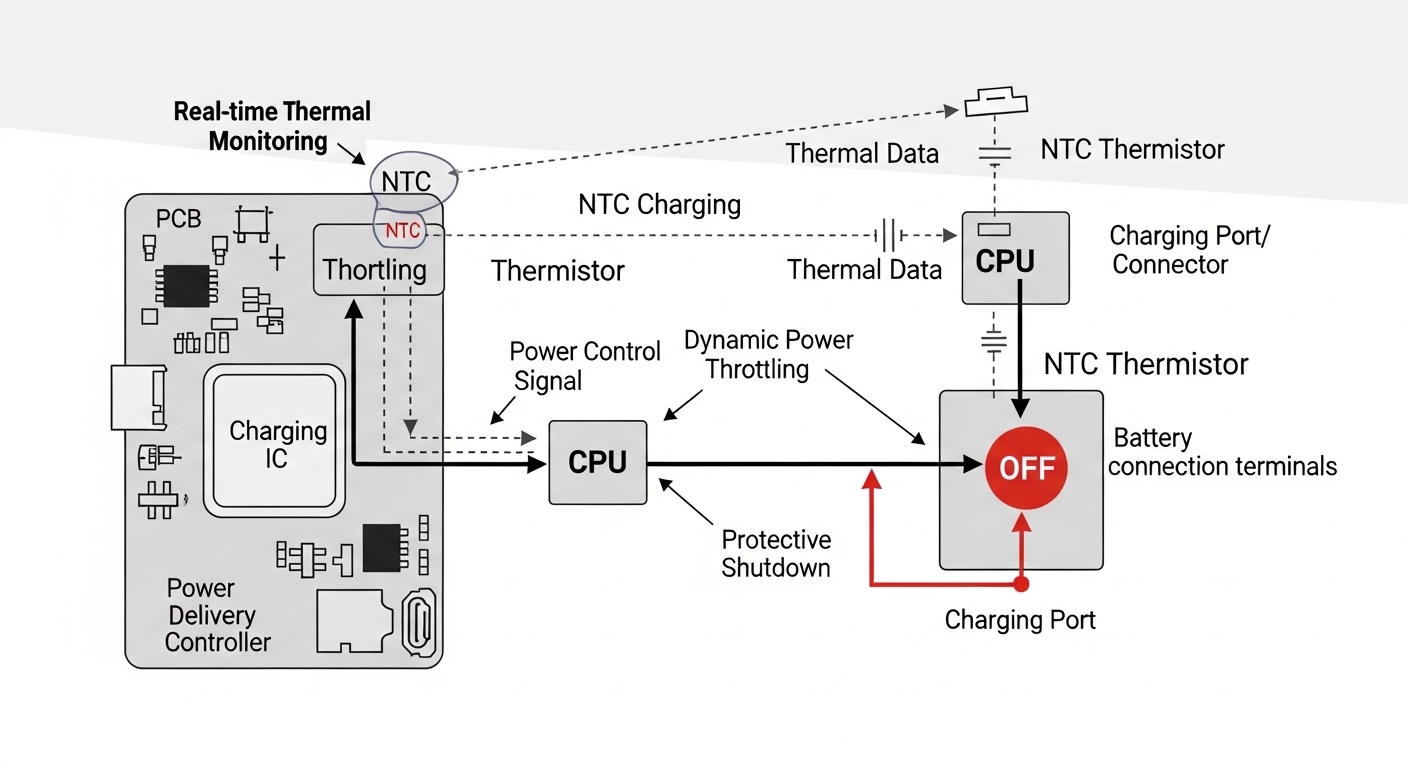3 NTC thermistors monitoring temperature