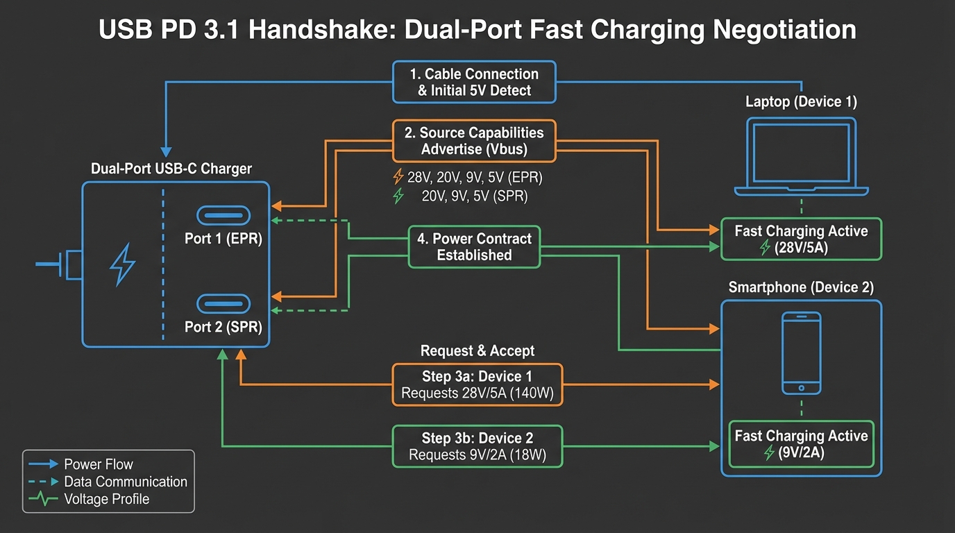 双端口 USB-C 充电器