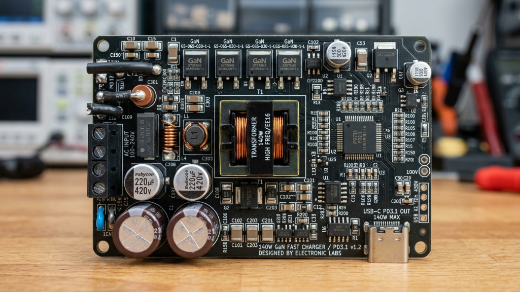 لوحة PCBA للشاحن السريع بقدرة 140 وات GaN مع مكونات توصيل الطاقة PD3.1