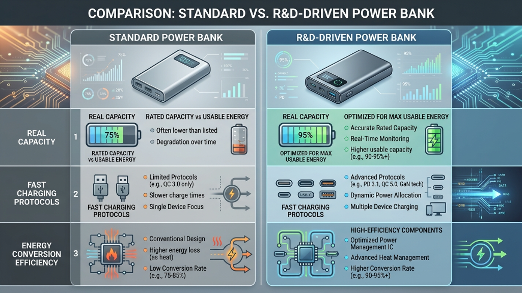 standard power bank vs R&D-driven power bank