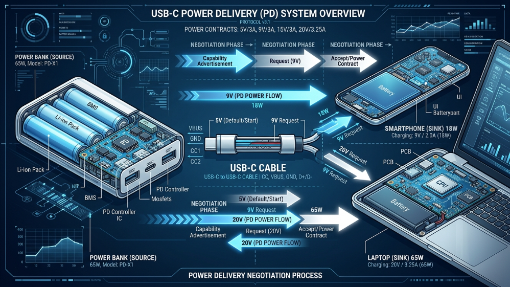 USB-C PD charging handshake and voltage negotiation diagram.png