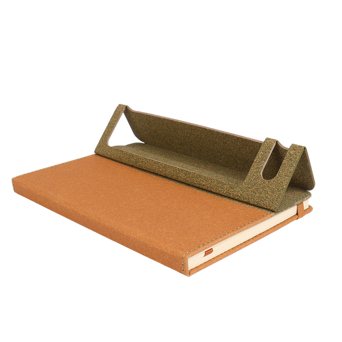Eco-friendly A5 stand notebook used as phone and pen holder