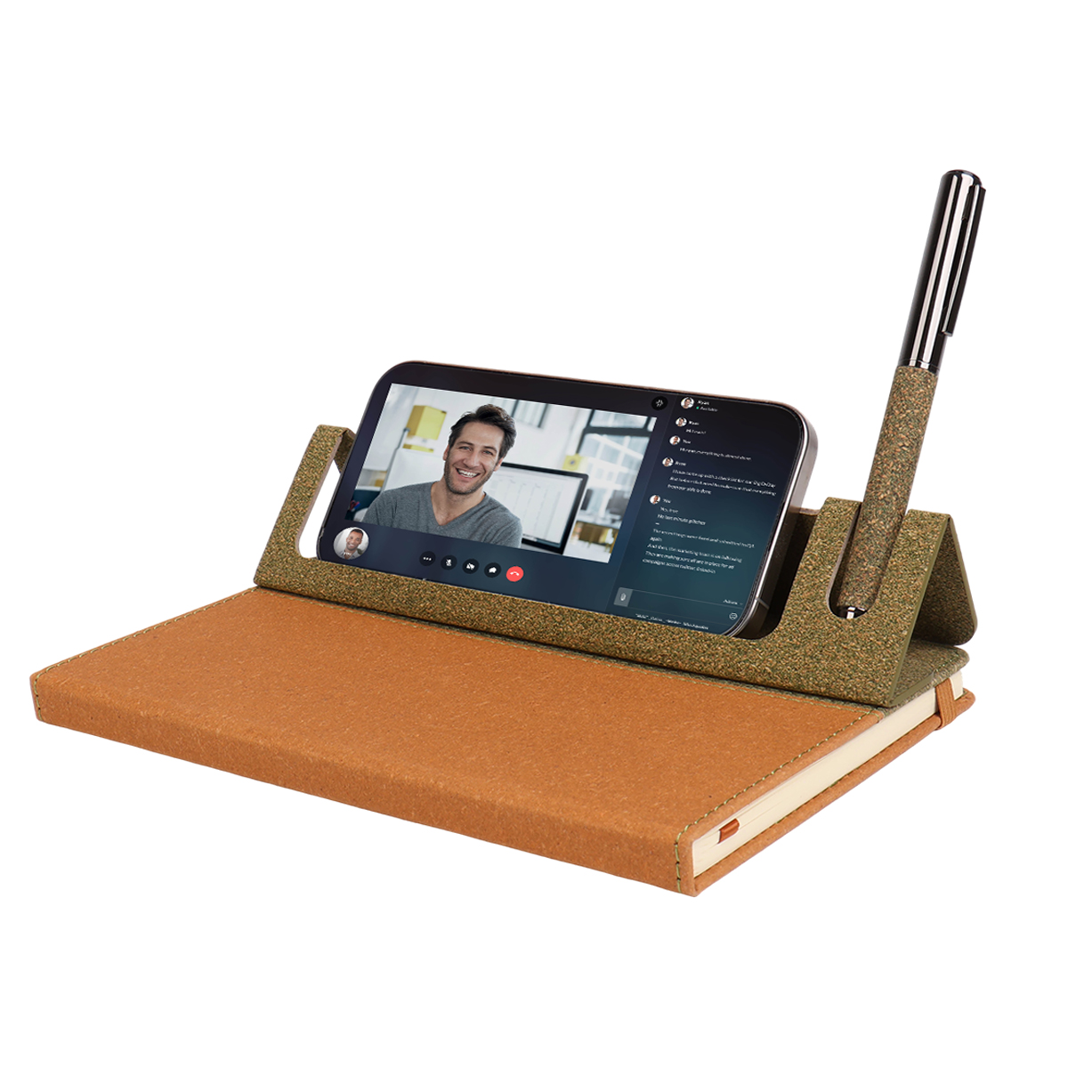 A5 stand notebook with green tea residue