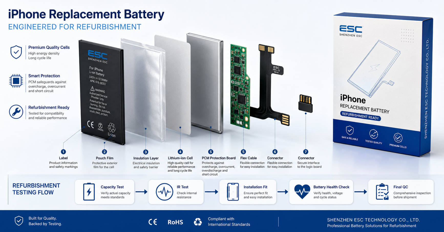 Batería para iPhone para dispositivos reacondicionados