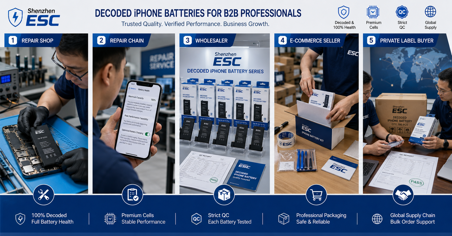 Batteries iPhone décodées en gros
