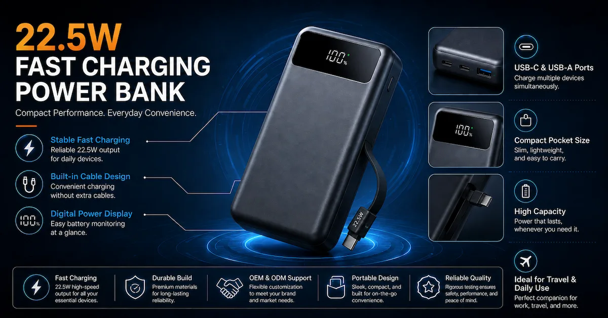 Caractéristiques détaillées de la batterie externe 22,5 W