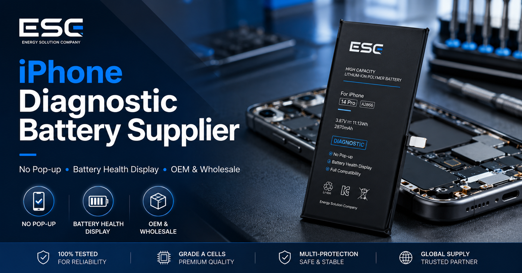 iPhone 17 Diagnostic Battery Factory for Repair, Refurbishment and Wholesale Buyers