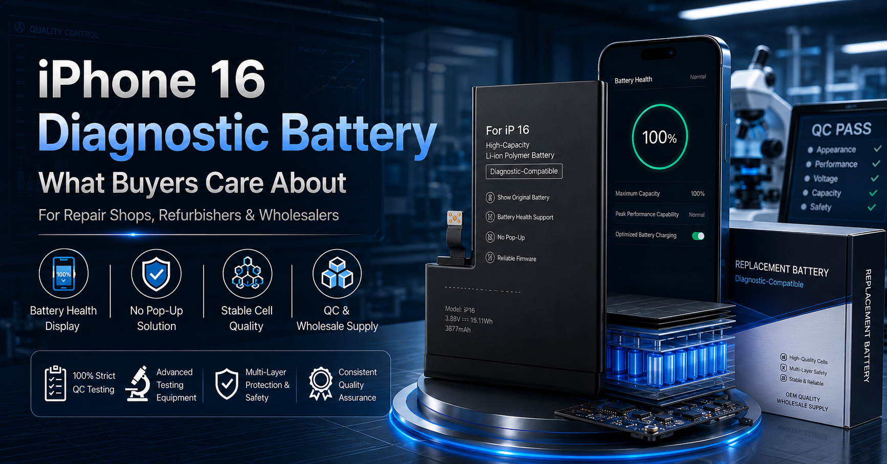 Proveedor de baterías de diagnóstico ESC para iPhone 16