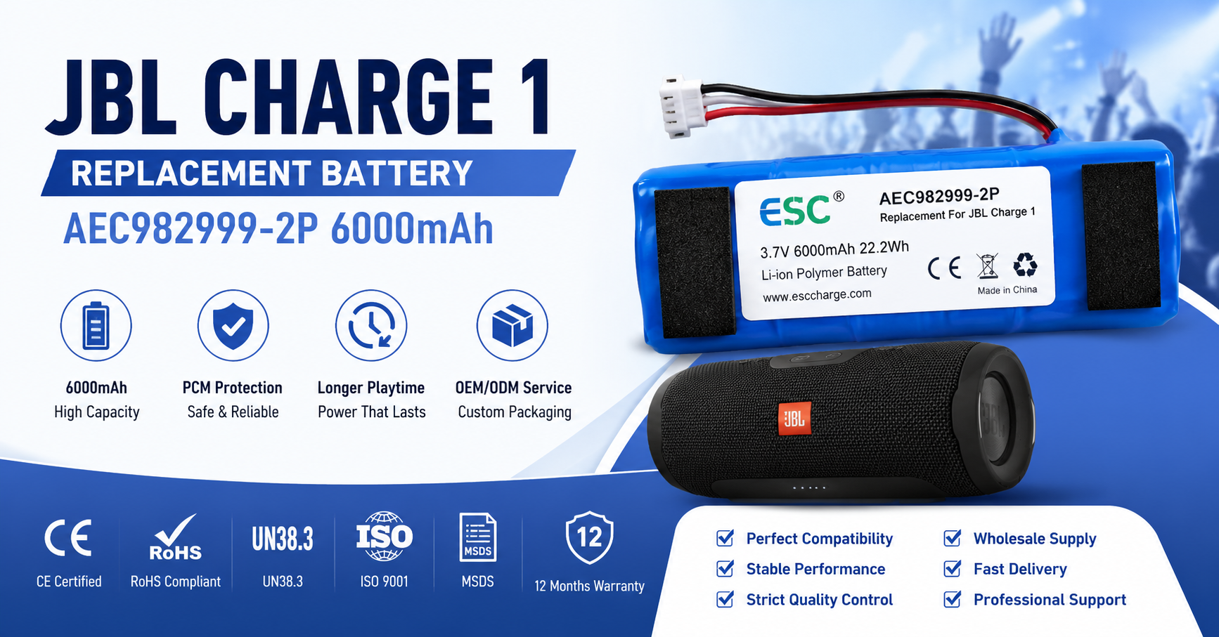 JBL Charge 1 Replacement Battery