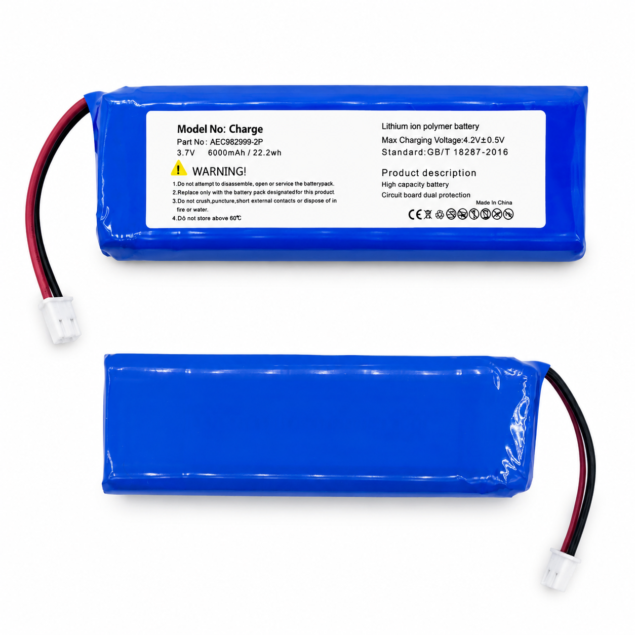 JBL Charge 1 AEC982999-2P Replacement Battery 7800mAh Li-ion Battery Supplier JBL Charge 1 AEC982999-2P Replacement Battery 7800mAh Li-ion Battery Supplier