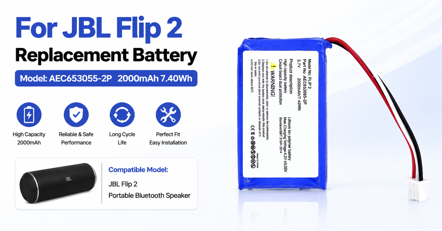 JBL Flip 2 replacement battery