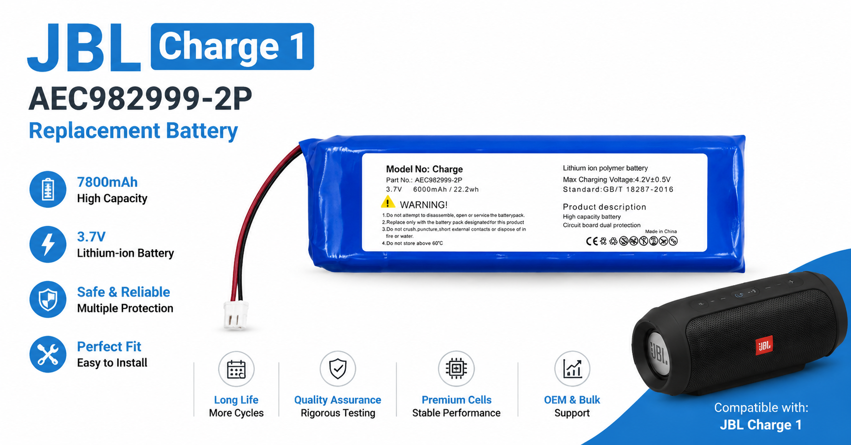 JBL Charge 1 replacement battery