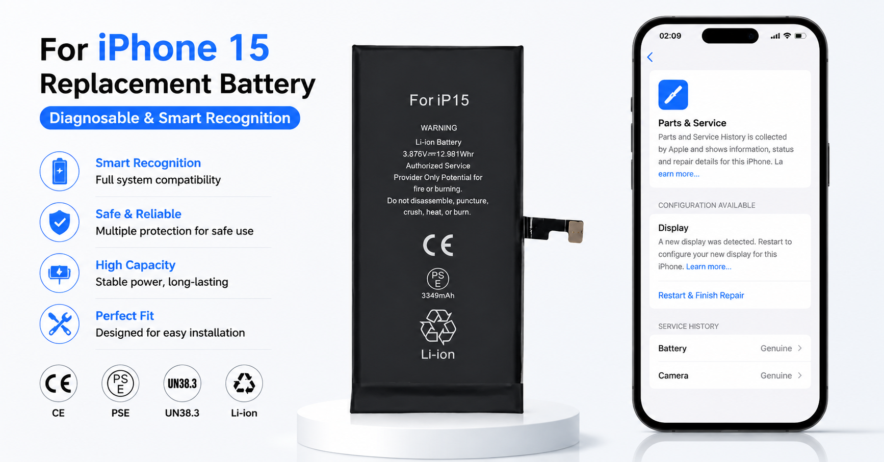 iPhone 15 diagnostic replacement battery