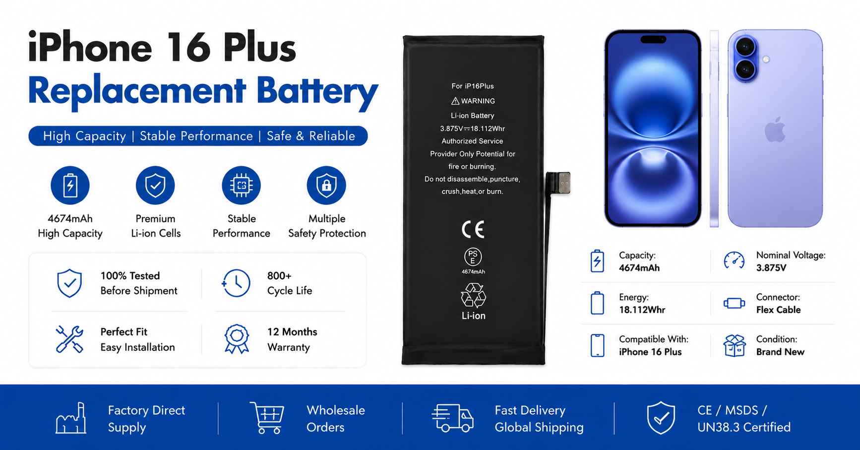 iPhone 16 Plus replacement battery