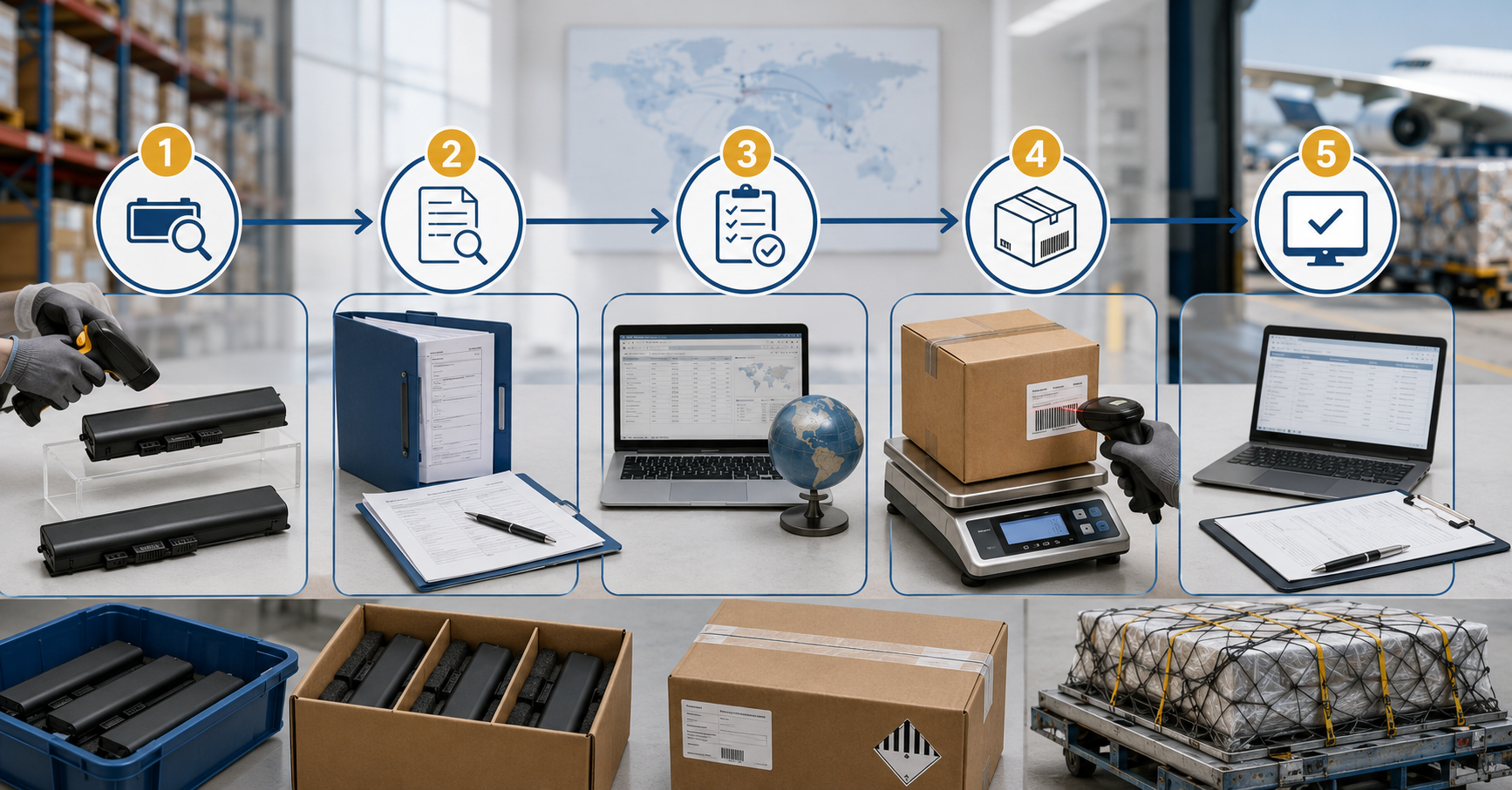laptop battery shipping documents verification workflow