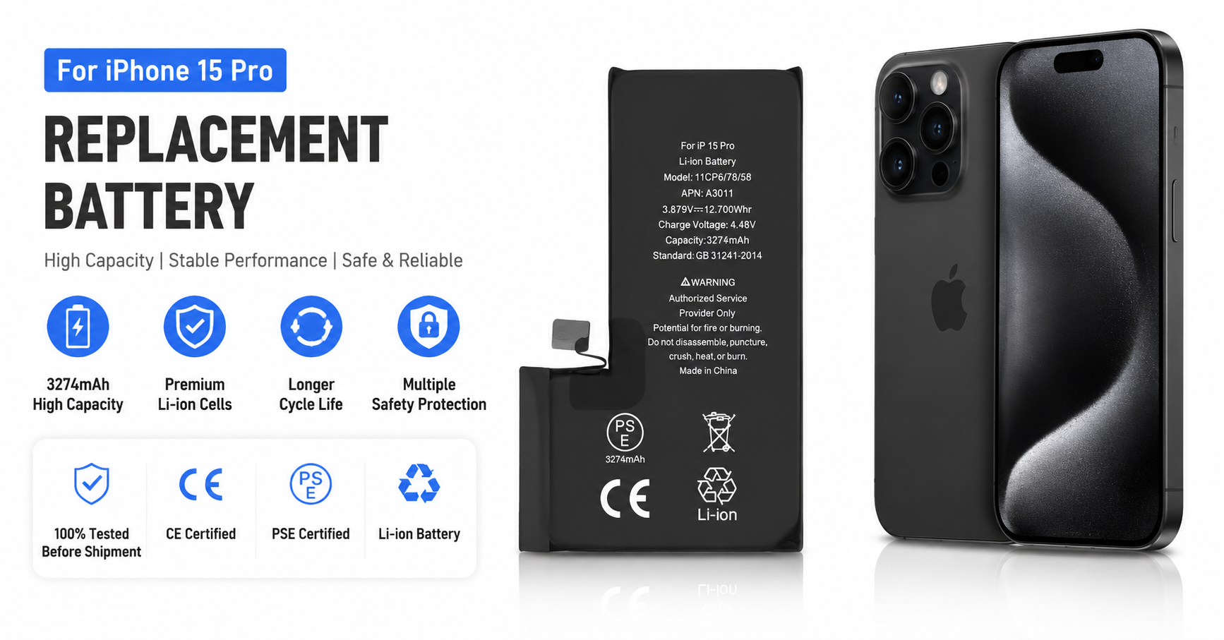 iPhone 15 Pro Max replacement battery