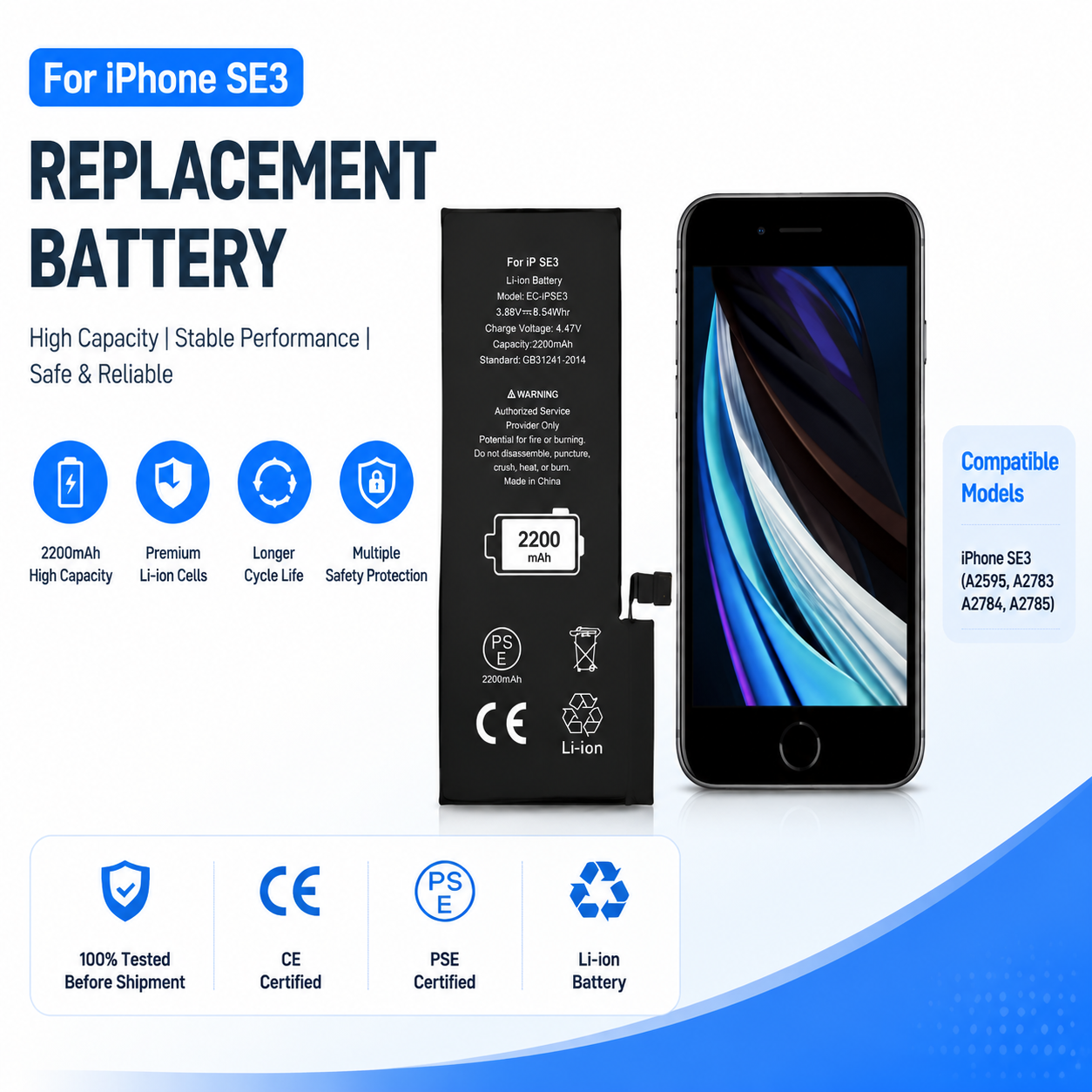 iPhone SE 2022 SE3 Higher Capacity Battery Replacement iPhone SE 2022 SE3 Higher Capacity Battery Replacement