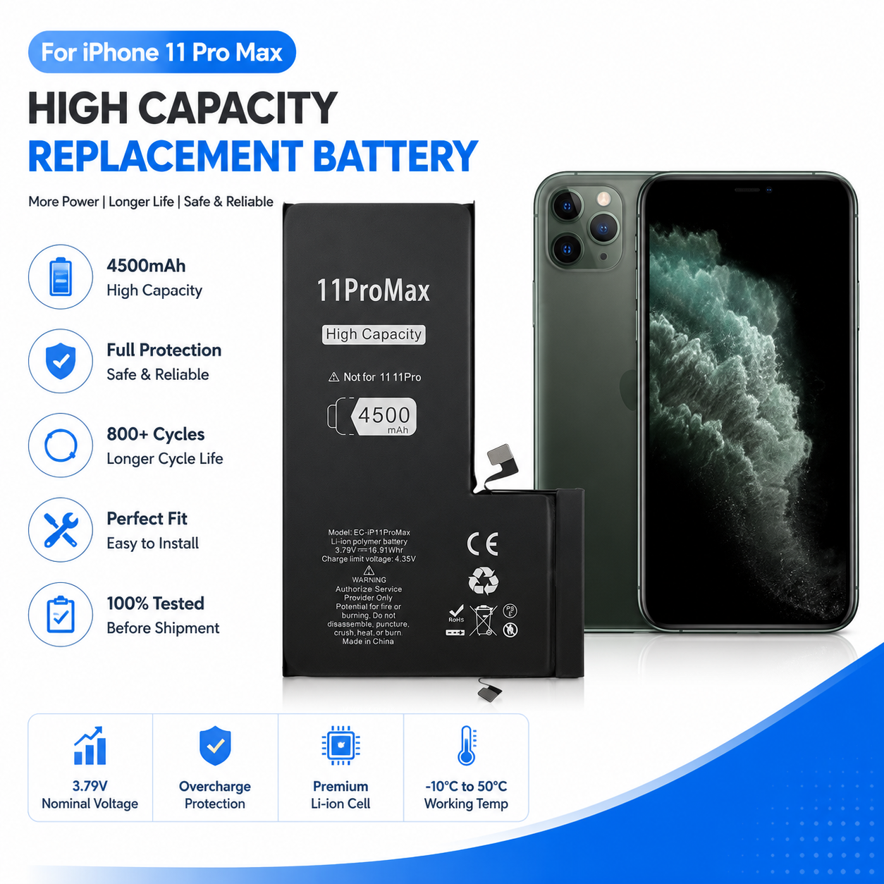 iPhone 11PROMAX Daha Yüksek Kapasiteli Pil iPhone 11PROMAX Daha Yüksek Kapasiteli Pil