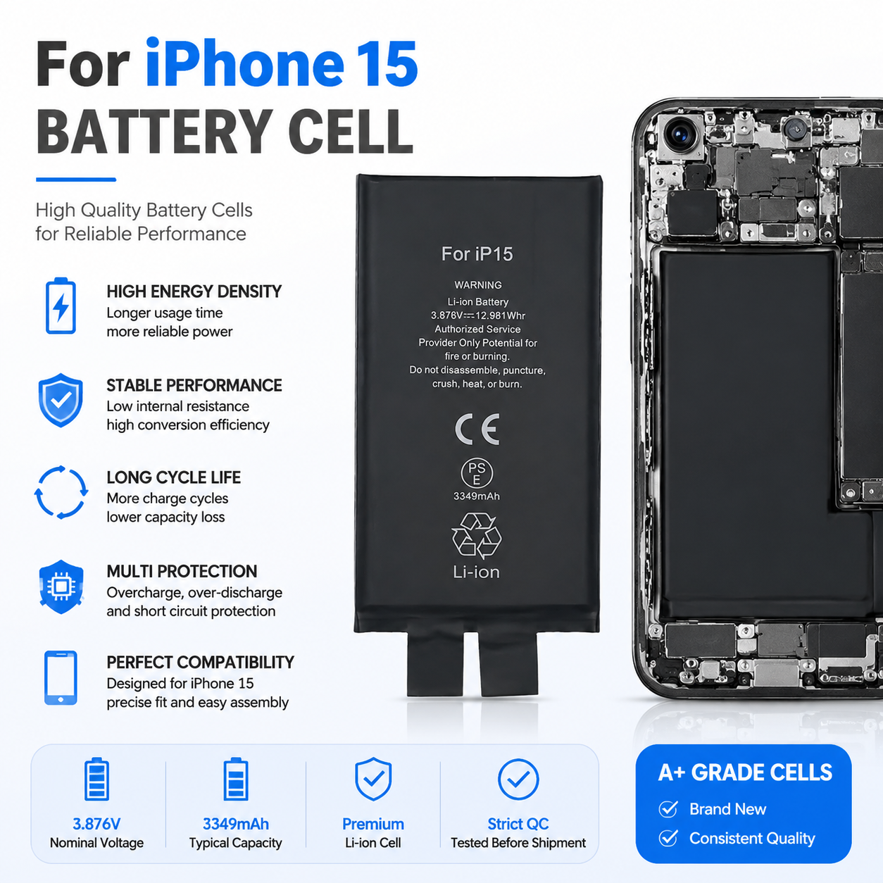 iPhone 15 Battery CELLSiPhone 15 Battery Cell Replacement Solution – OEM Lithium Battery Supplier iPhone 15 Battery CELLSiPhone 15 Battery Cell Replacement Solution – OEM Lithium Battery Supplier