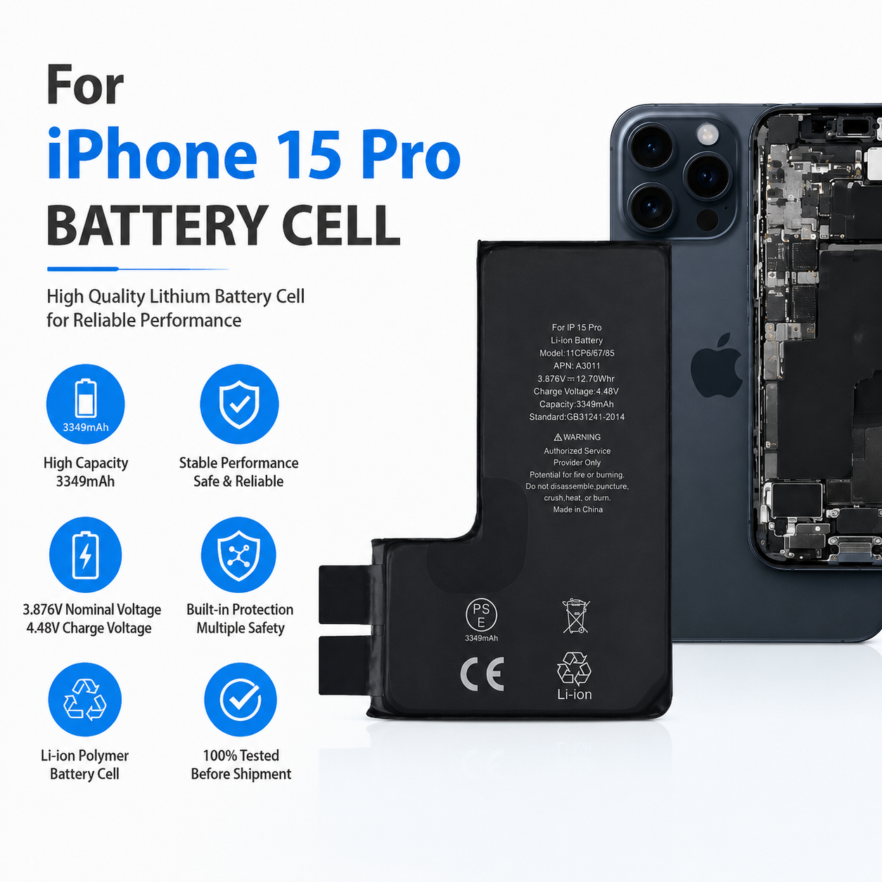 iPhone 15 Pro Battery Cell Replacement Solution – OEM Lithium Battery Supplier iPhone 15 Pro Battery Cell Replacement Solution – OEM Lithium Battery Supplier