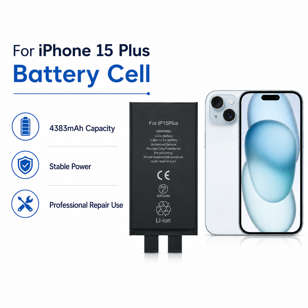 iPhone 15 Plus 3274mAh Battery Cell Without Flex – OEM Wholesale Supply iPhone 15 Plus 3274mAh Battery Cell Without Flex – OEM Wholesale Supply