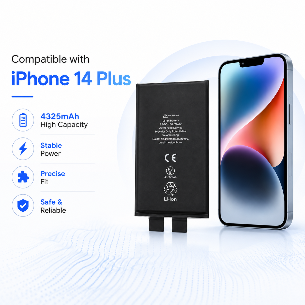iPhone 14 Plus Battery Cell Without Flex 4325mAh iPhone 14 Plus Battery Cell Without Flex 4325mAh