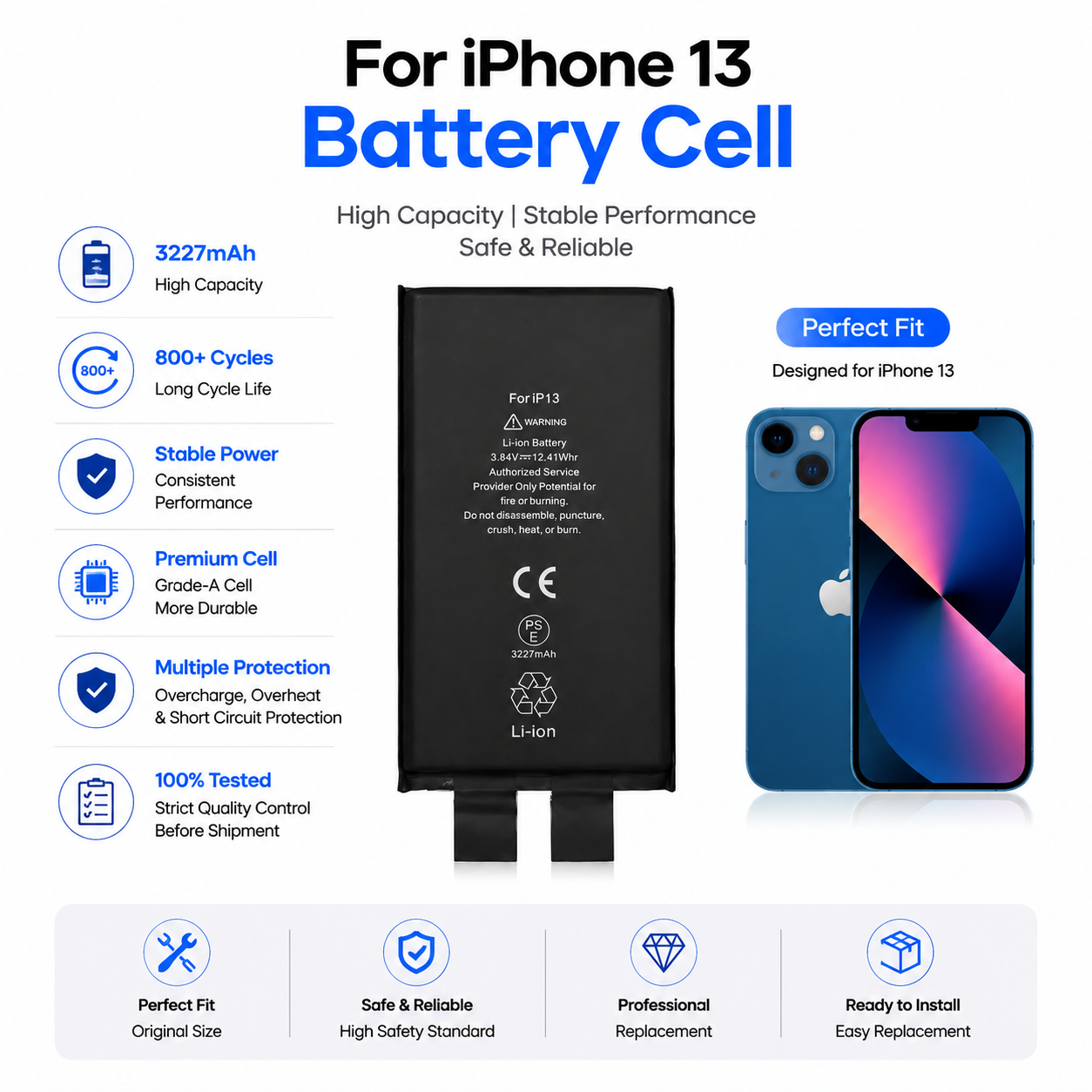 iPhone 13 Battery Cell 3227mAh Without Flex iPhone 13 Battery Cell 3227mAh Without Flex