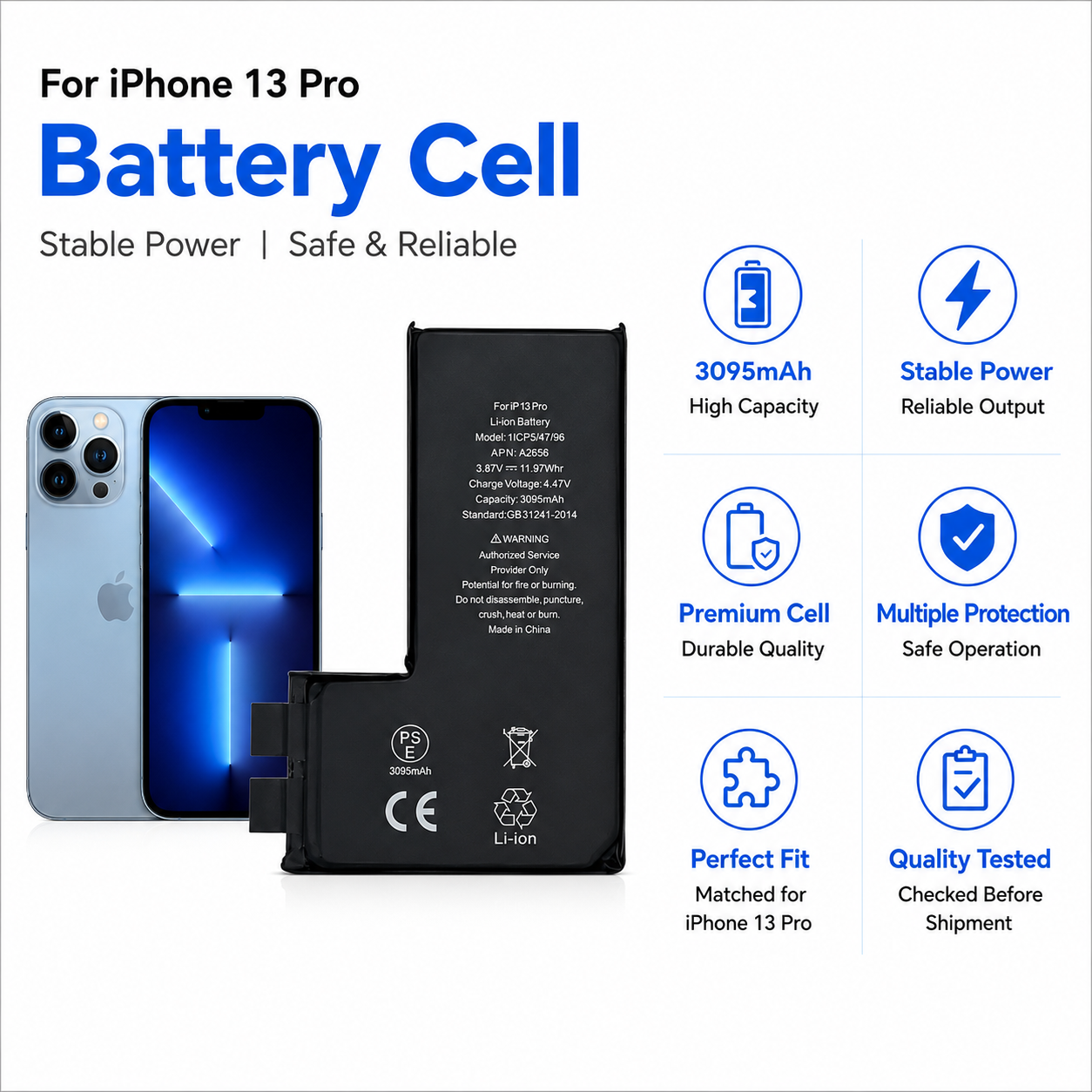 iPhone 13 Pro Battery Cell 3095mAh OEM Wholesale iPhone 13 Pro Battery Cell 3095mAh OEM Wholesale