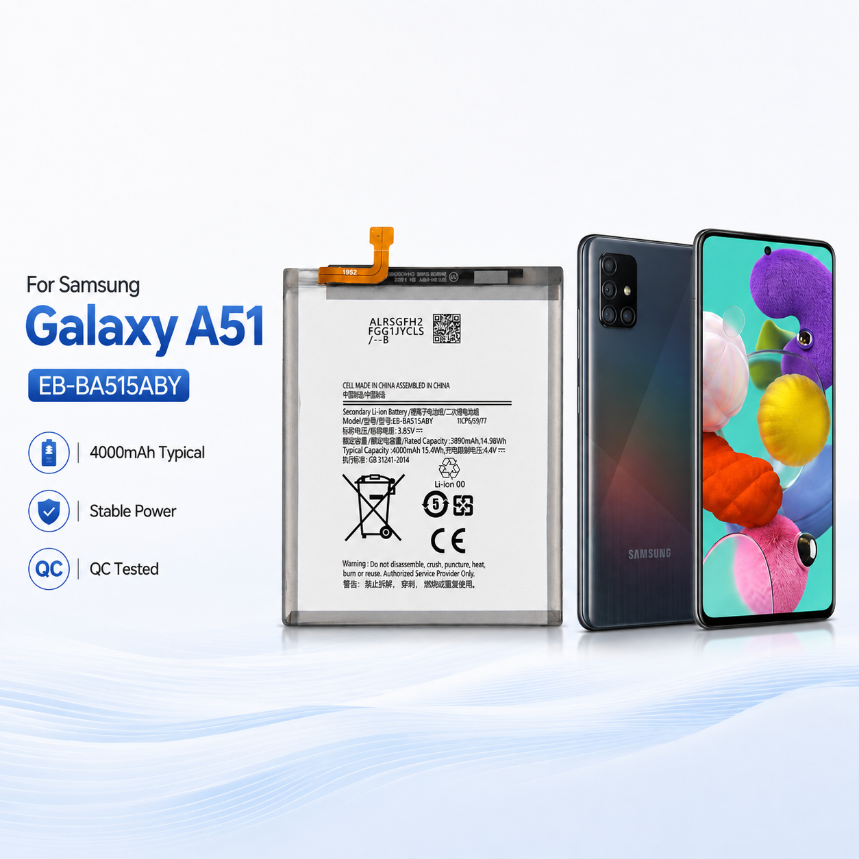 Samsung Galaxy A51 Battery EB-BA515ABY 4000mAh Samsung Galaxy A51 Battery EB-BA515ABY 4000mAh