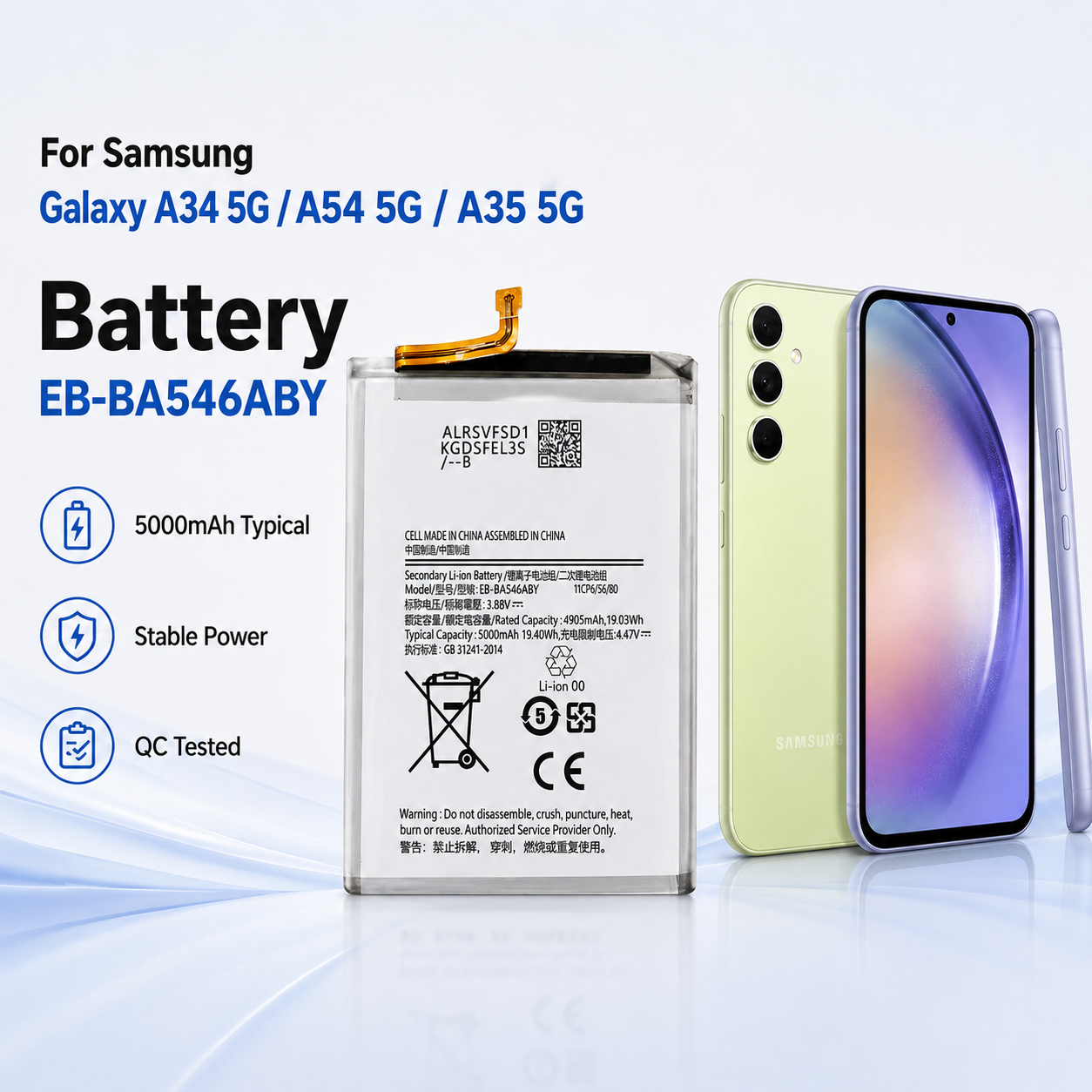 Samsung A34/A54/A35 5G Battery EB-BA546ABY 4000mAh Samsung A34/A54/A35 5G Battery EB-BA546ABY 4000mAh