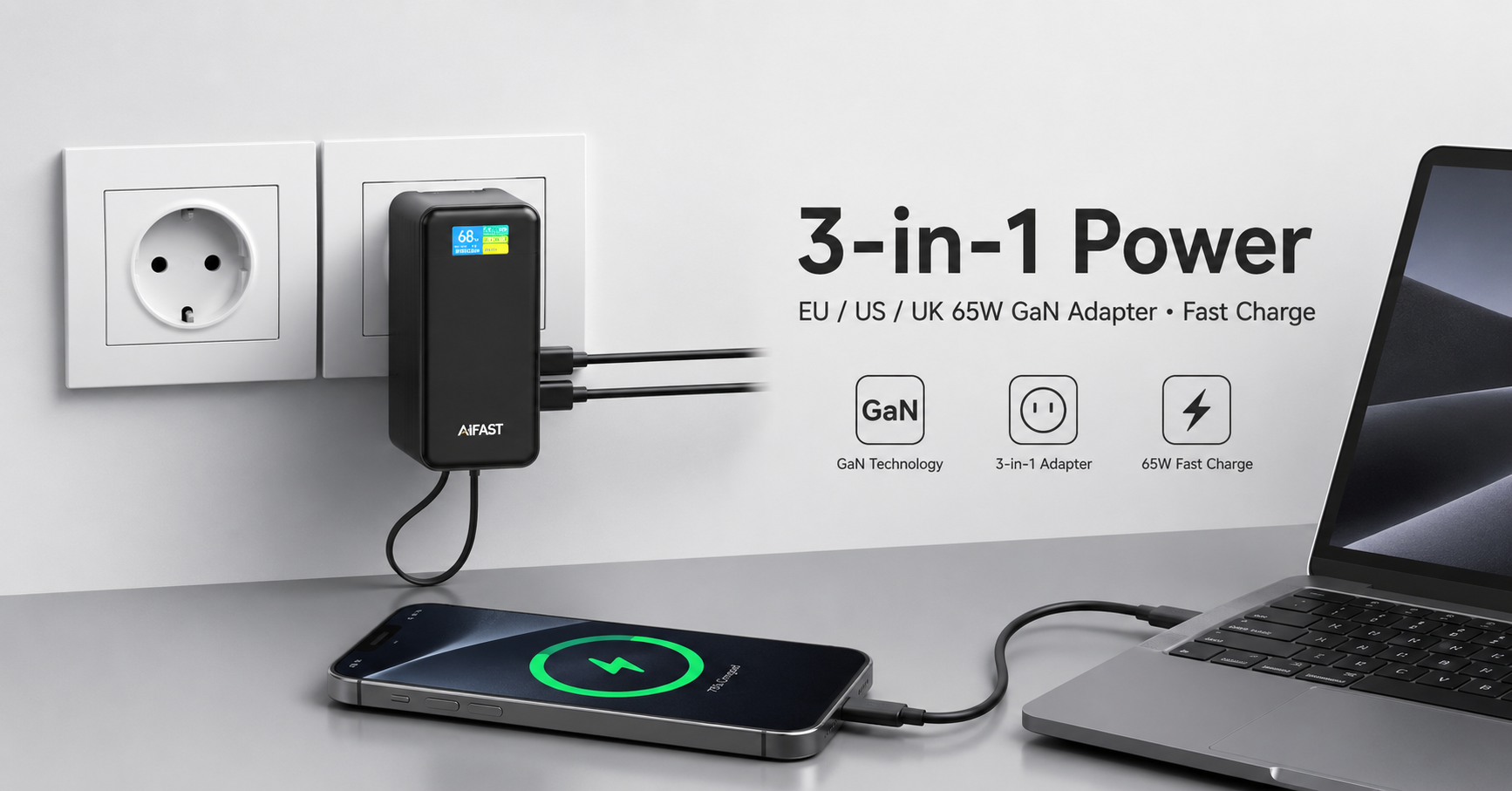 65w power bank with built in plug