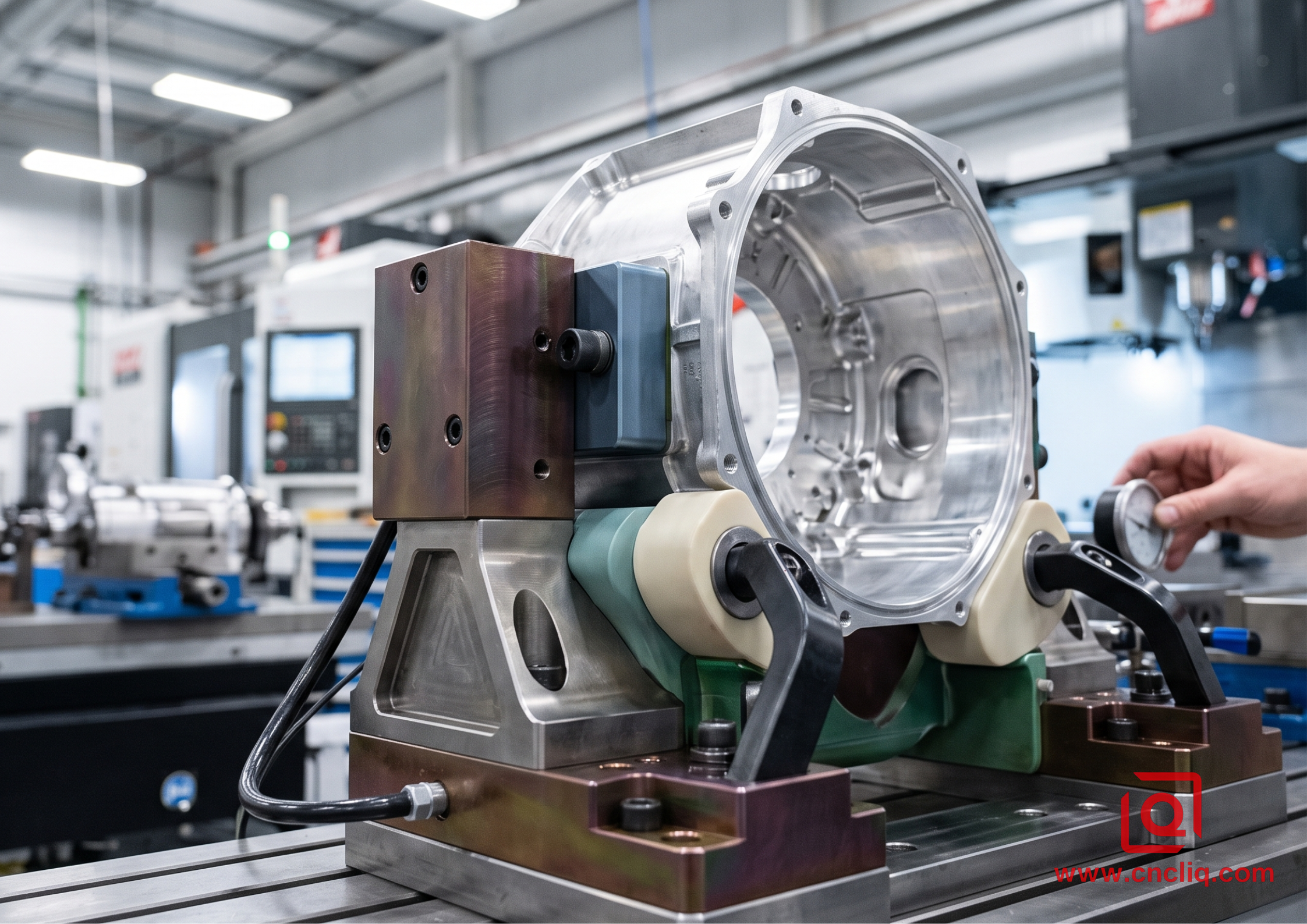 Hydraulic fixture clamping aluminum aero housing