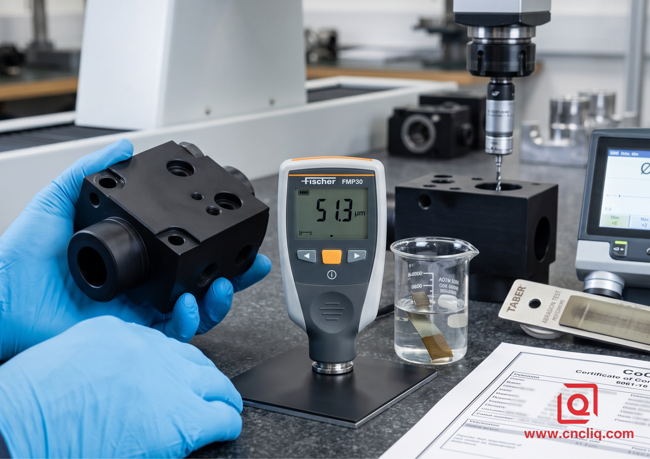 CMM checking dimension of hardcoated aluminum part