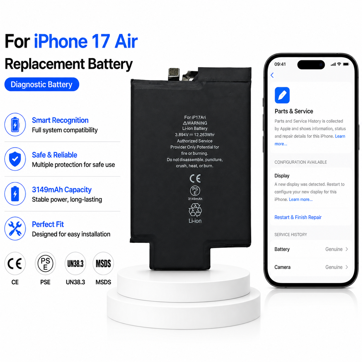 Pin chẩn đoán iPhone 17 Air 3149mAh 3.894V Pin chẩn đoán iPhone 17 Air 3149mAh 3.894V