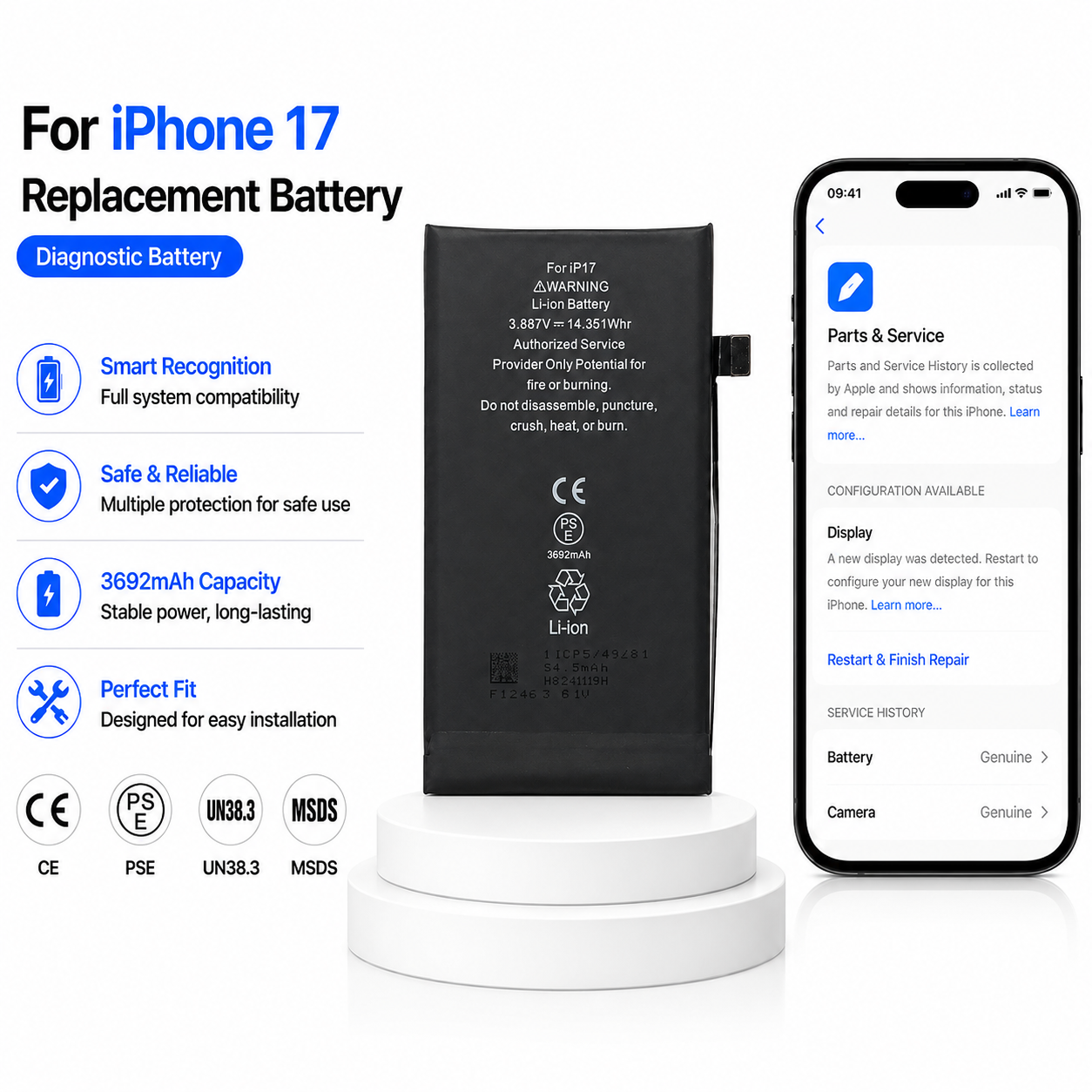 Pin chẩn đoán iPhone 17 3692mAh 3.887V Pin chẩn đoán iPhone 17 3692mAh 3.887V