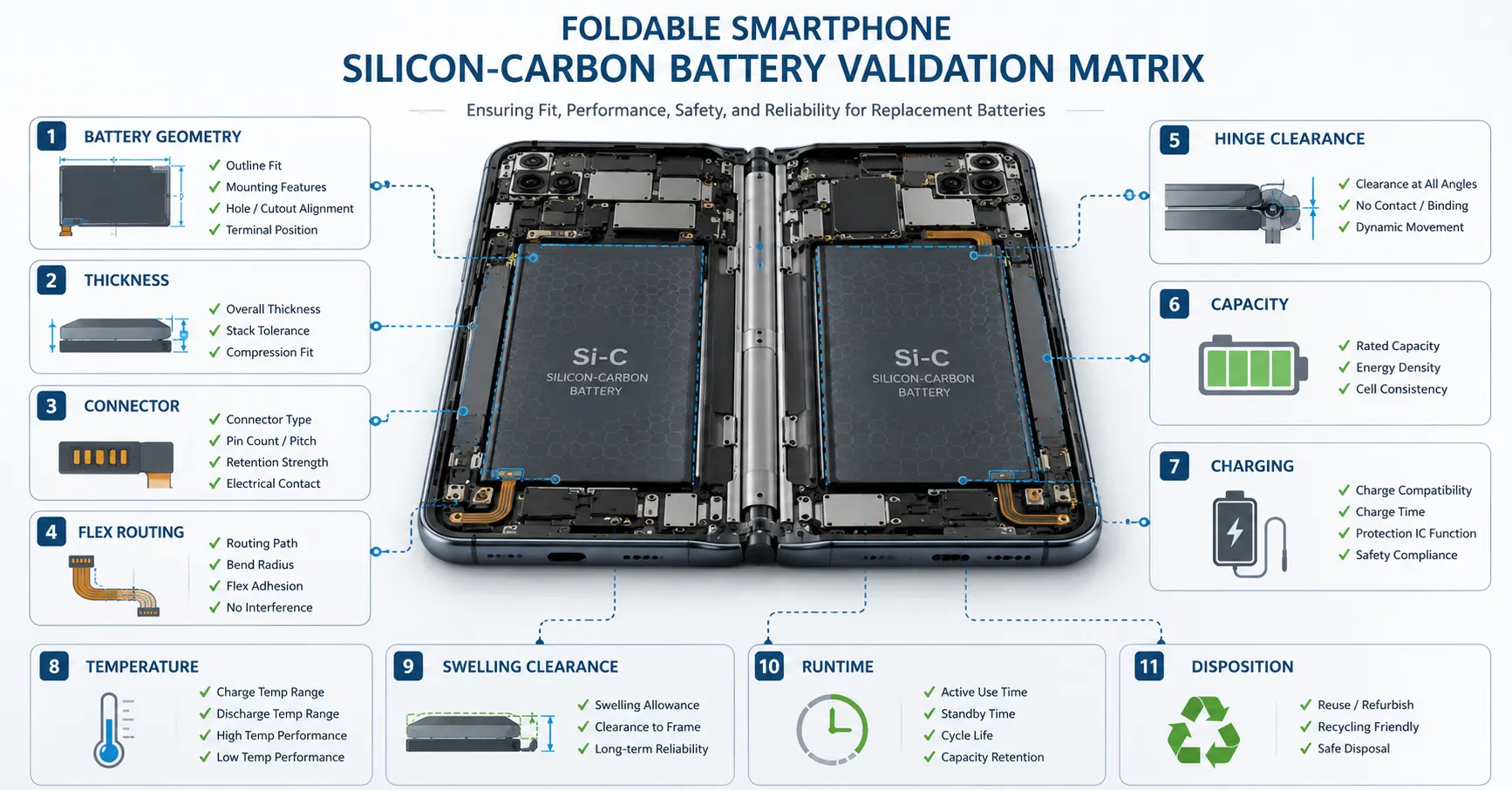 Foldable Phone Silicon-Carbon Battery Test Matrix