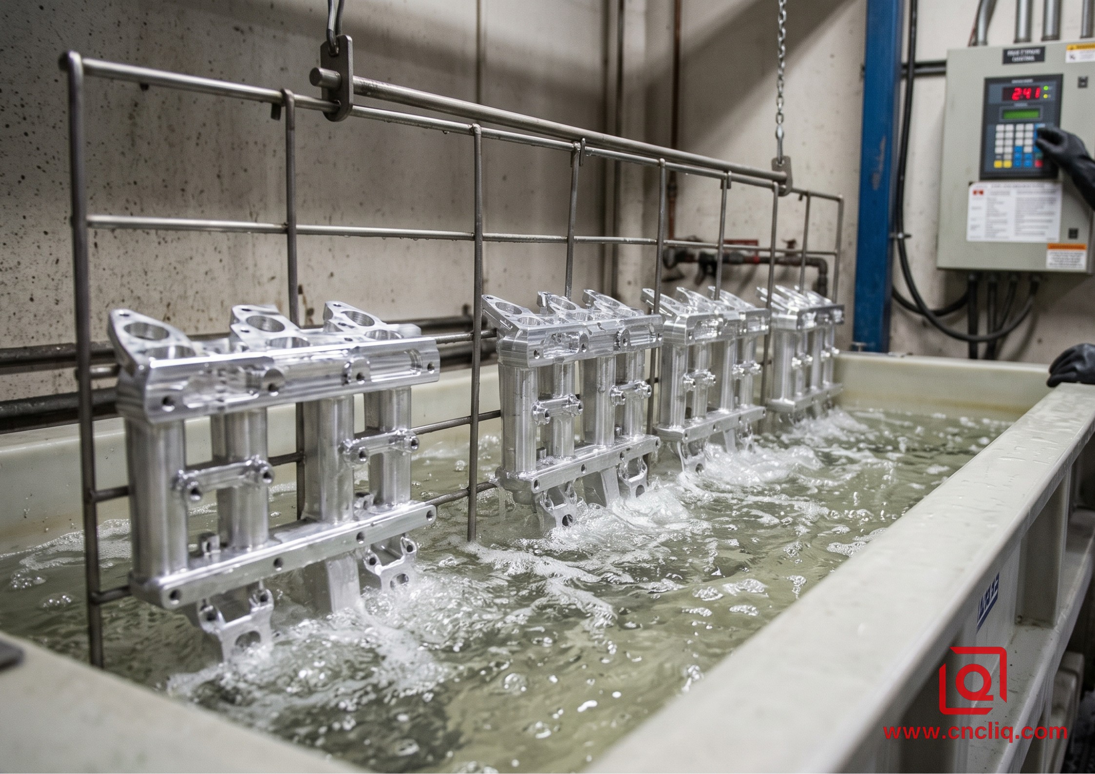 Aluminum parts in treatment tank
