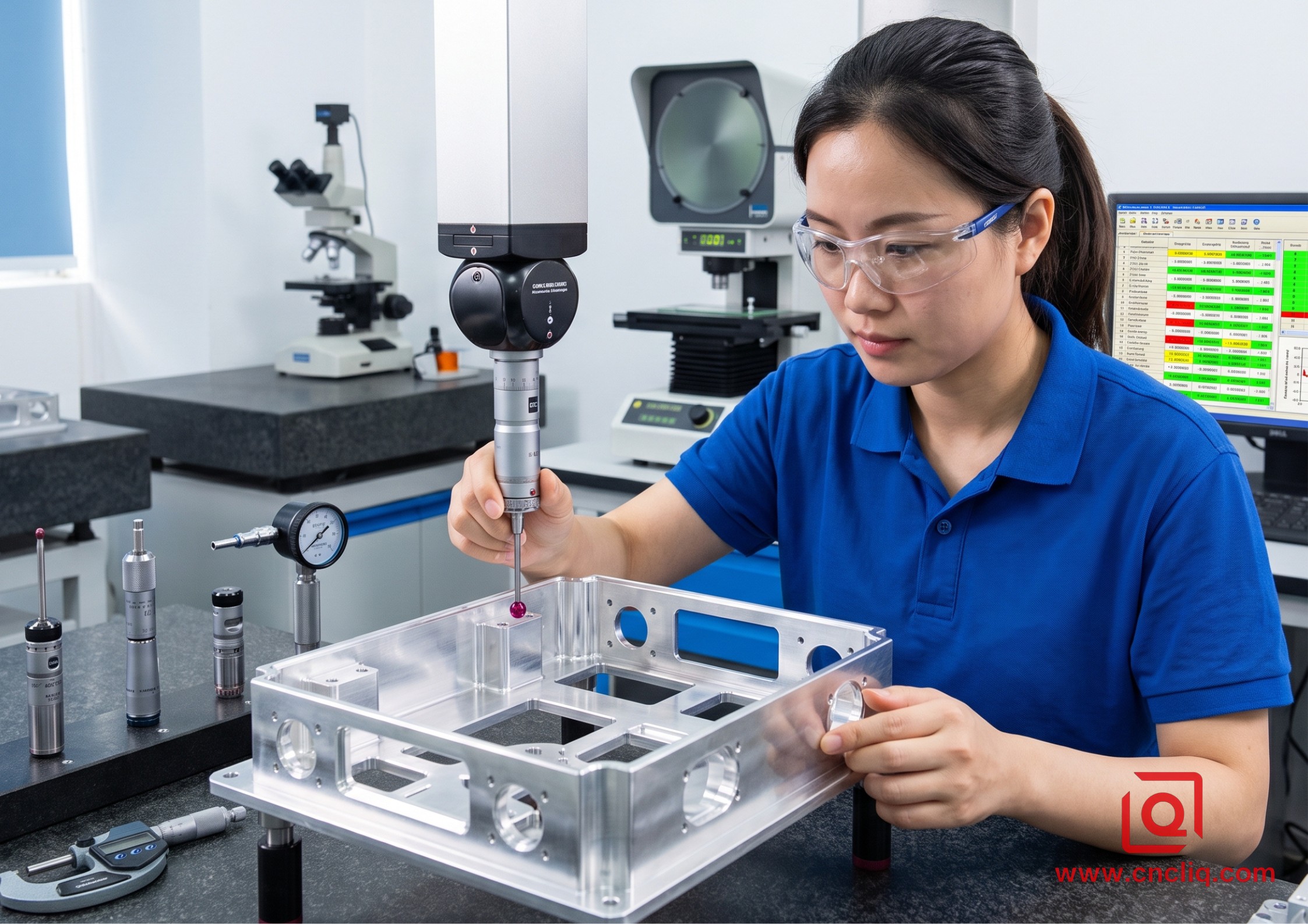 Quality inspection of precision aluminum CNC part