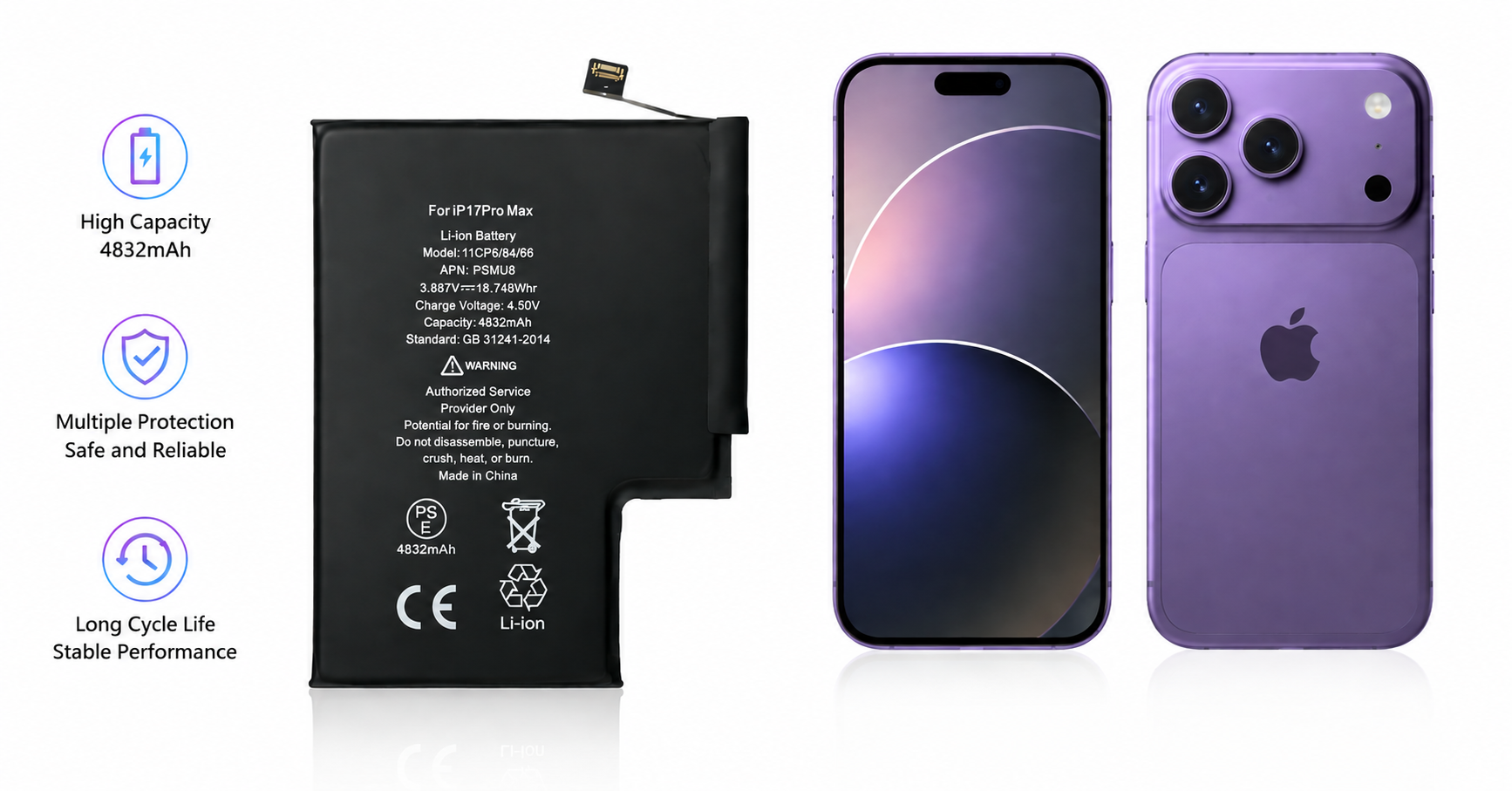 Fornecedor de baterias para iPhone 17 Pro Max
