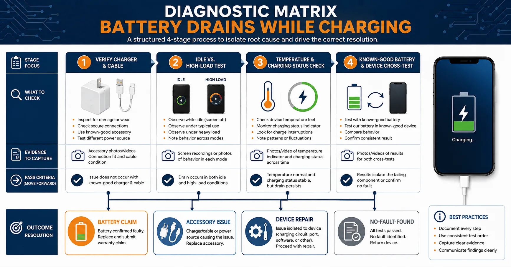 iPhone Battery Drains While Charging Test Matrix