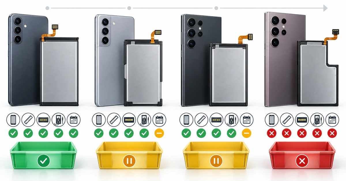 Samsung Galaxy S6 バッテリー交換承認マトリックス