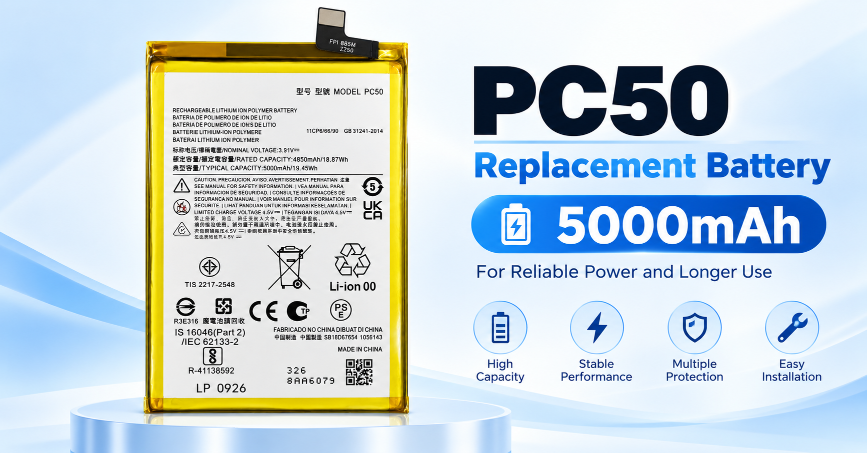Motorola PC50 battery supplier 5000mAh replacement battery for Moto G14