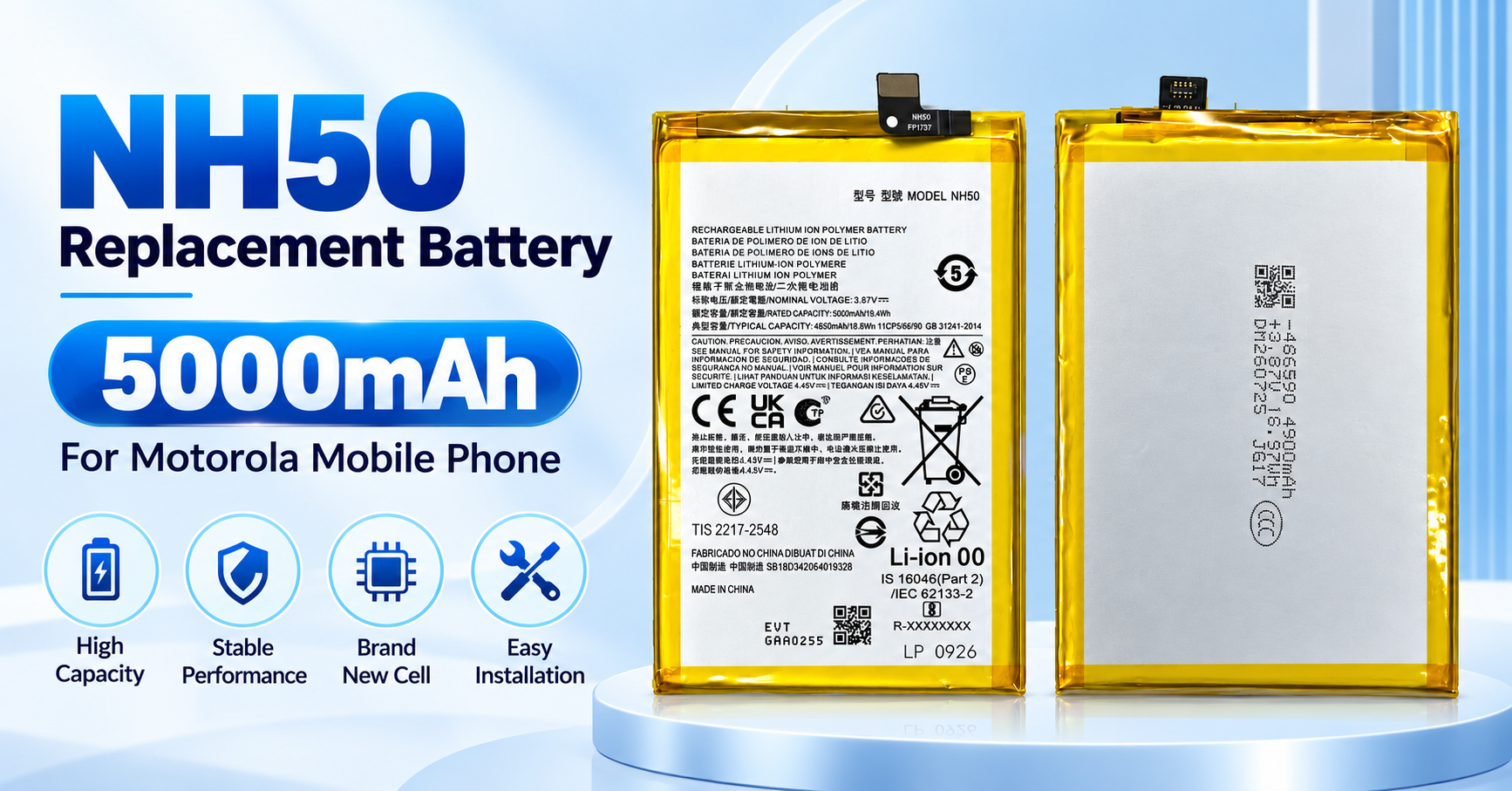 Motorola NH50 battery supplier 5000mAh Li-ion polymer replacement battery