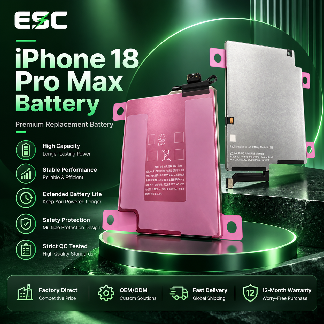 5567mAh Replacement Battery for iPhone 18 Pro Max 5567mAh Replacement Battery for iPhone 18 Pro Max