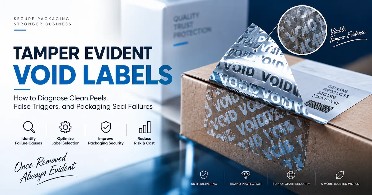 Tamper evident VOID labels on security package